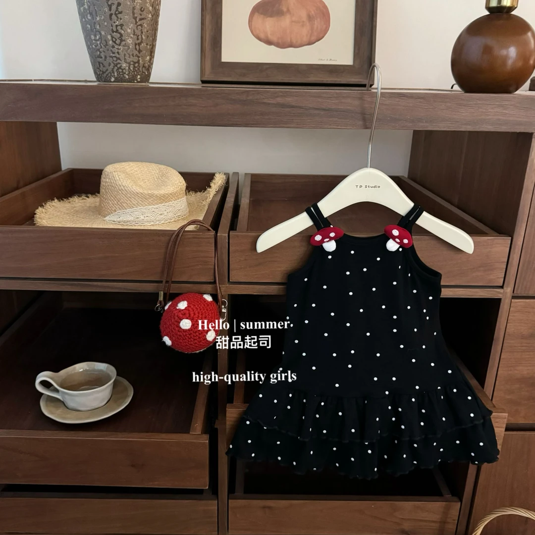 【甜品起司】小蘑菇！超可爱女宝宝甜美波点蛋糕背心裙洋气公主裙