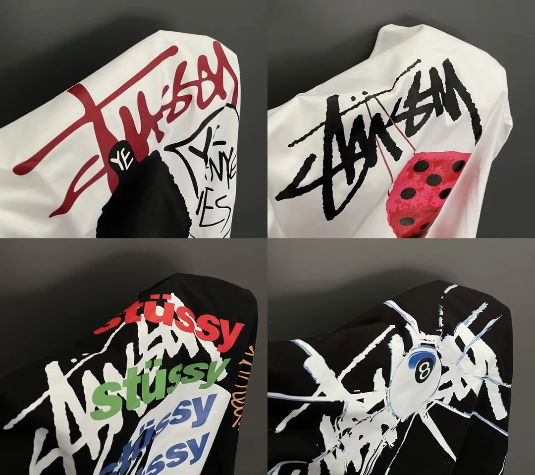 【Stu55y-纽约三排】美式街头OverSize宽松丝网印花圆筒布T恤