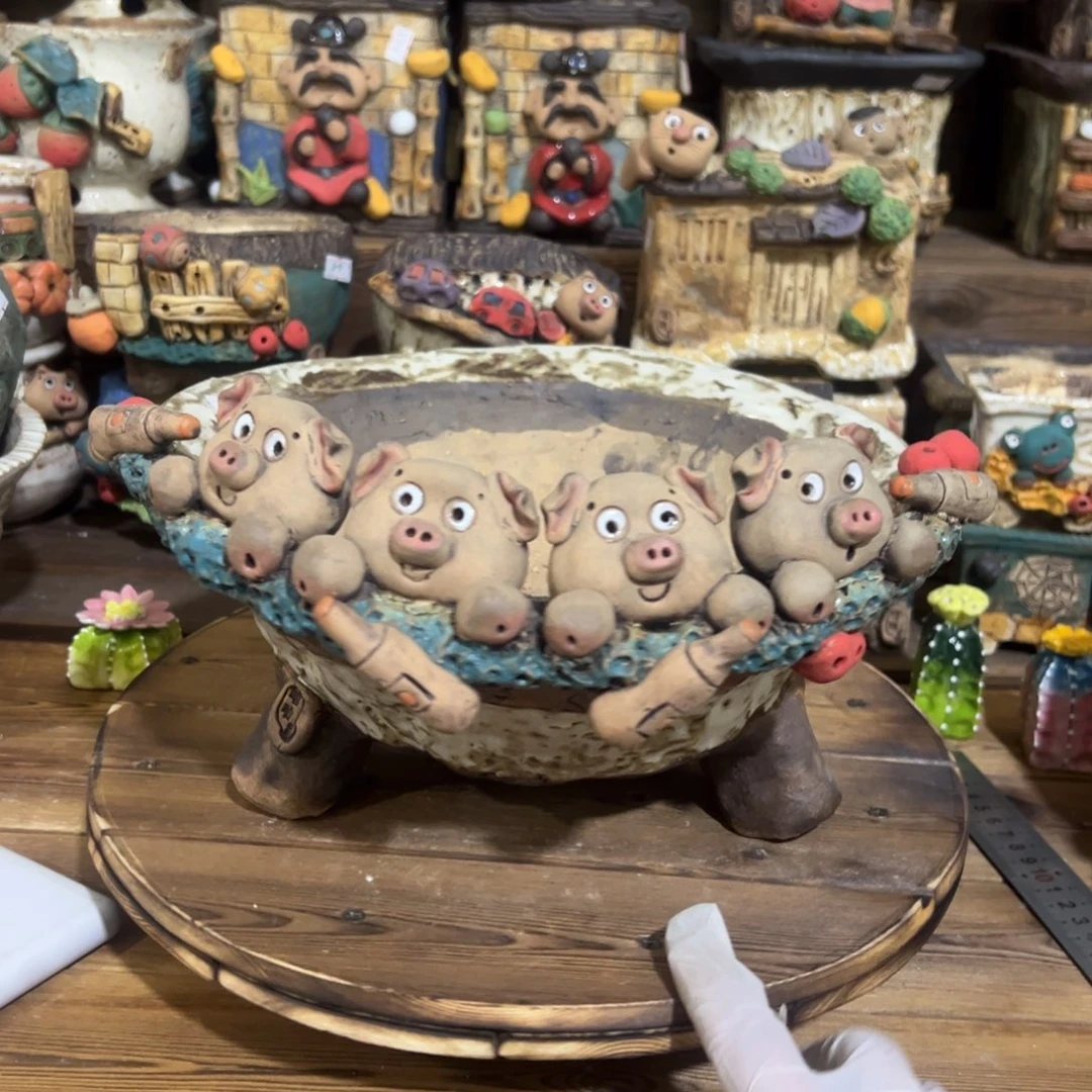 红陶一**定嘻哈微瑕多肉花盆