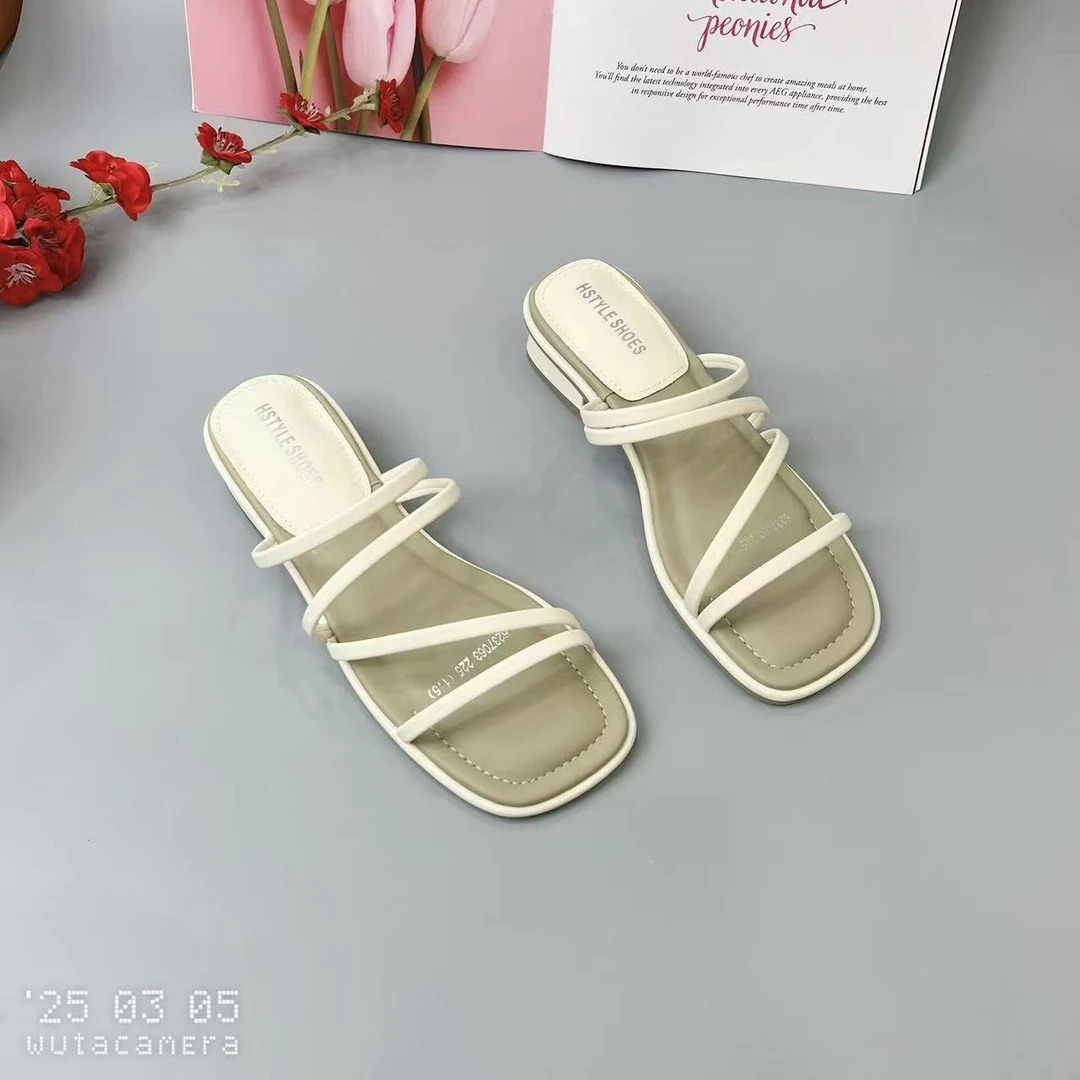 37063 夏季新款百搭法式网红时尚露趾粗跟时装凉鞋