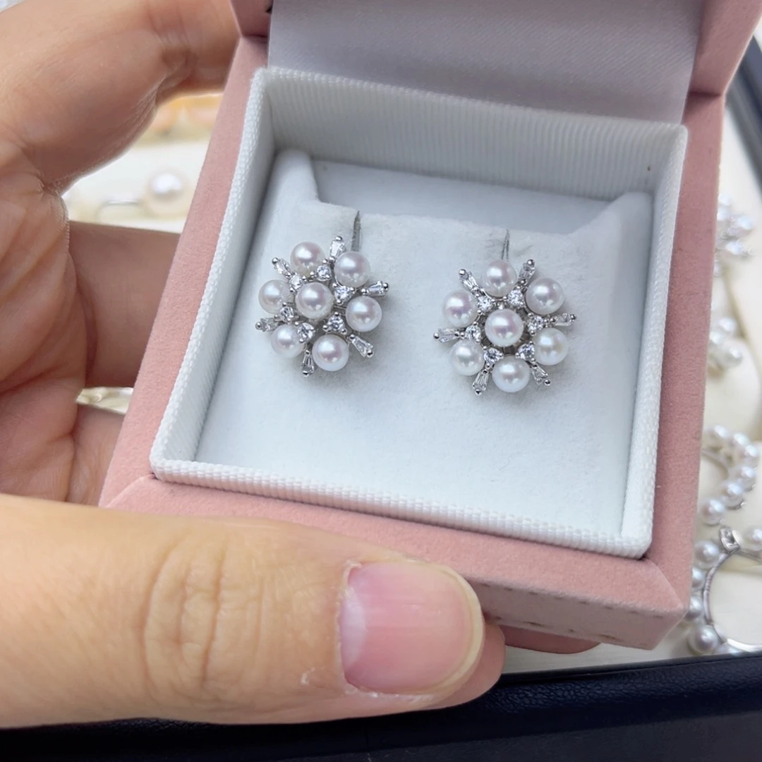 银S925镶嵌淡水珍珠耳饰