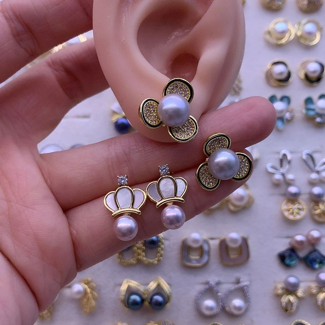 淡水珍珠耳饰合金