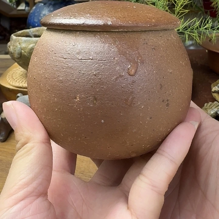 雅***棋相马美鹤备前烧茶罐福利一口价