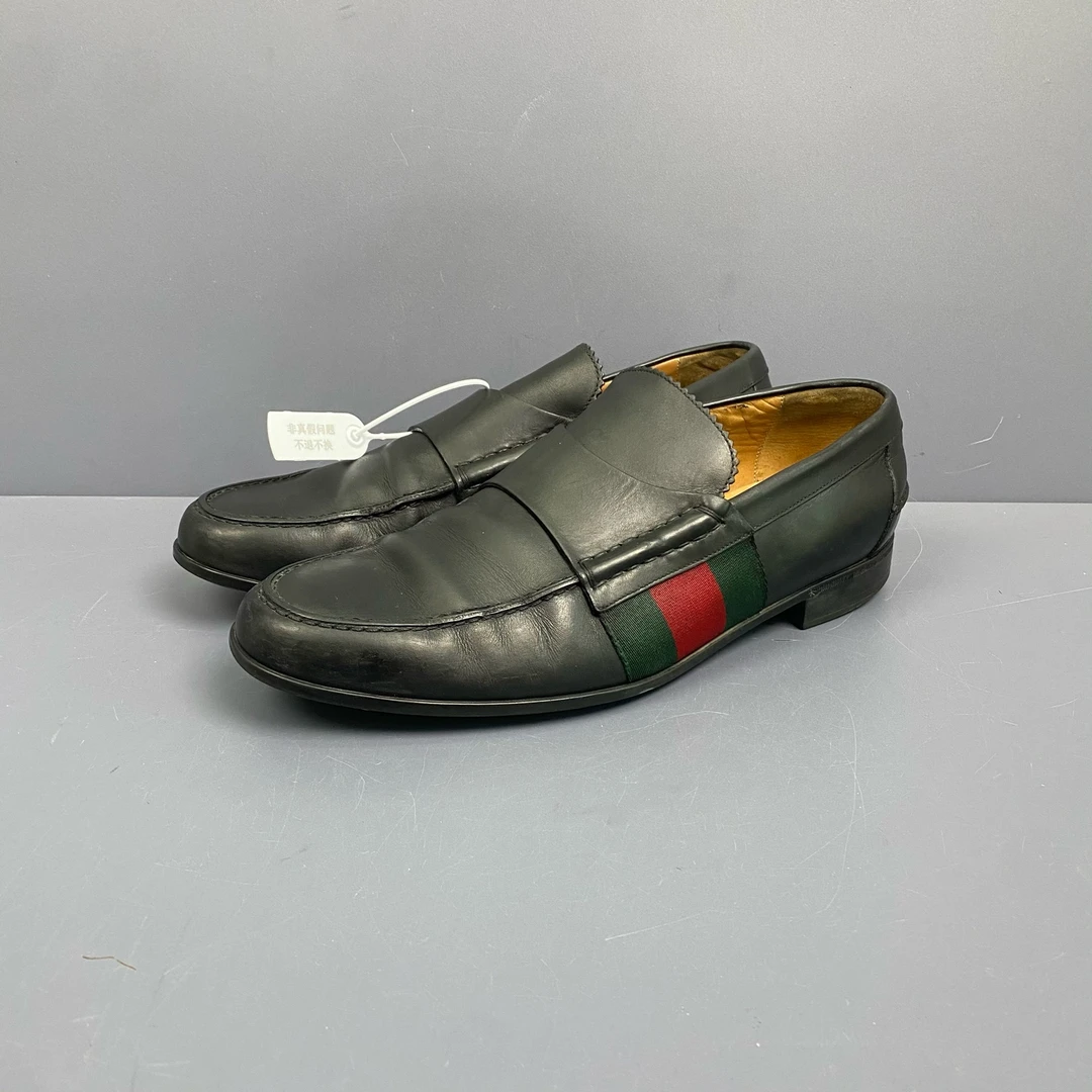 95新 HOGAN 40码 古驰Gucci 格纹皮鞋 休闲鞋