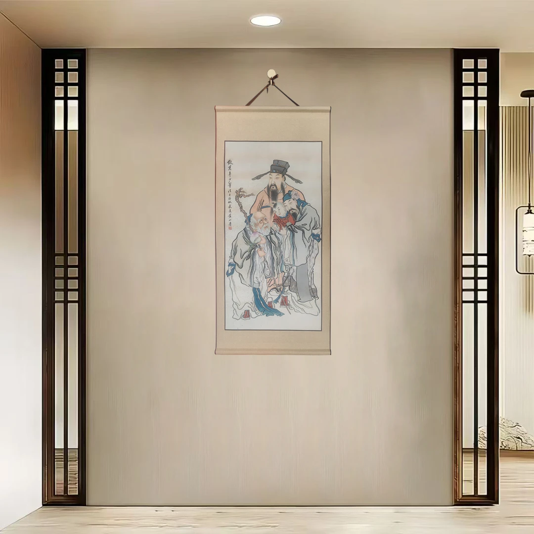 {40-05福禄寿]净尺寸40x85cm现代简约挂轴装饰画