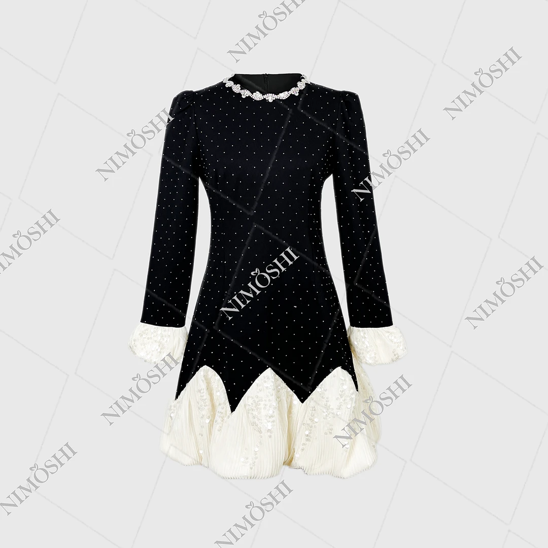 青仓【夏夏专属】新款时尚轻奢小众镶钻气质显瘦款连衣裙女Q1048