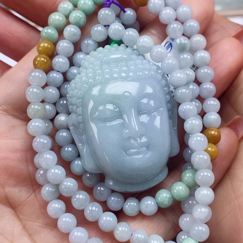 【闪购商品】翡翠颈饰未镶嵌?****?天然翡翠A货佛头珠链