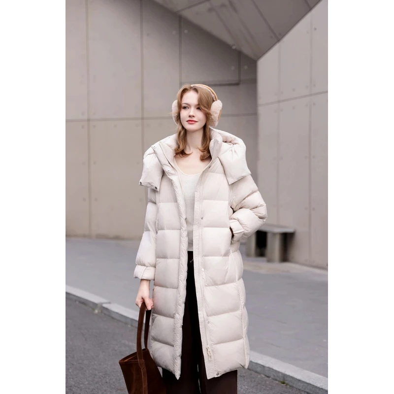 【小飞】泡芙云朵零压90白鹅绒高充388g连帽长款羽绒服16F608