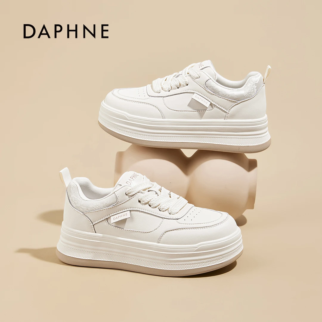 达芙妮厚底百搭小白鞋女2025秋季新款运动休闲鞋百搭增高轻便板鞋