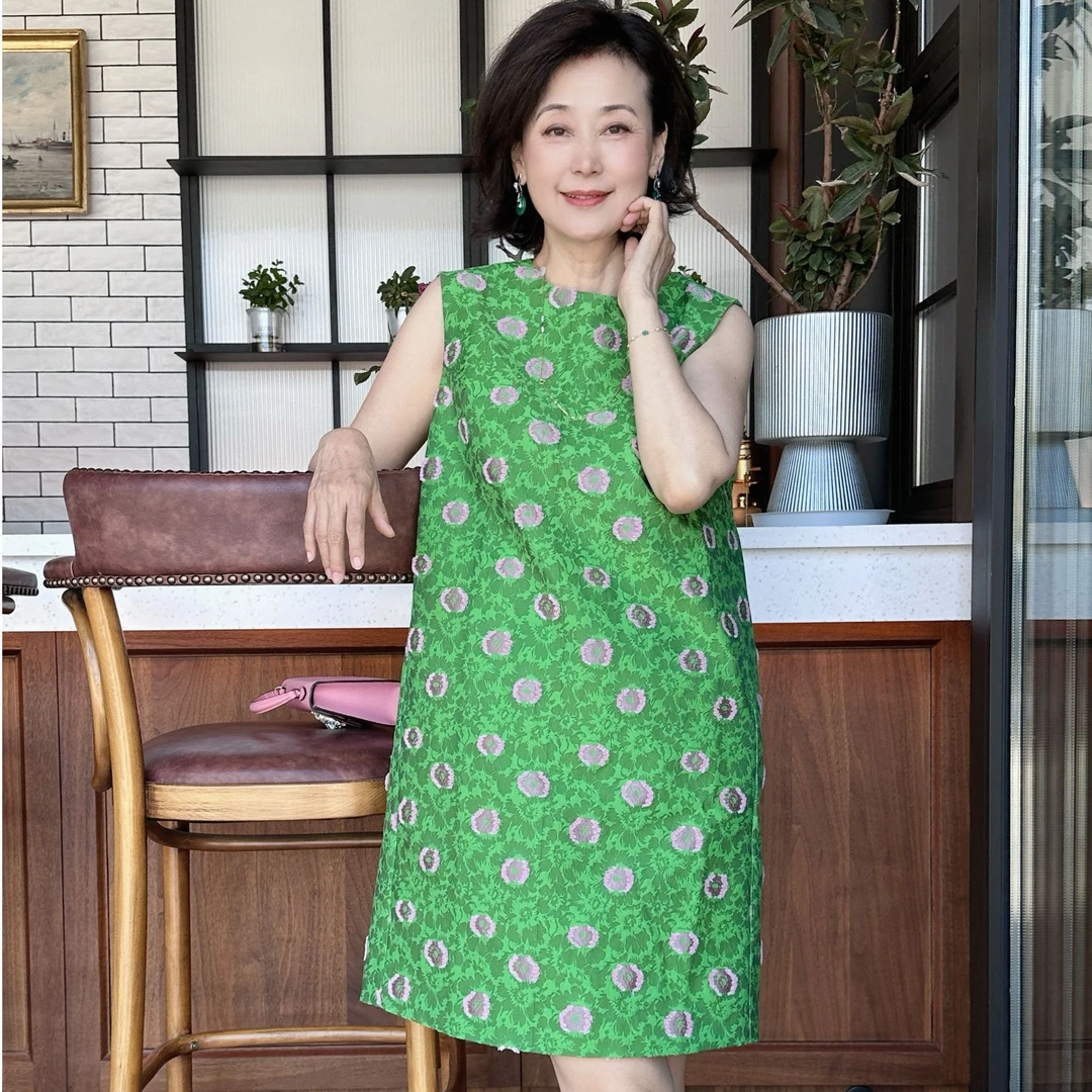 【维姐精选】TY 桃花幻境 经典浮雕提花立体裁剪连衣裙