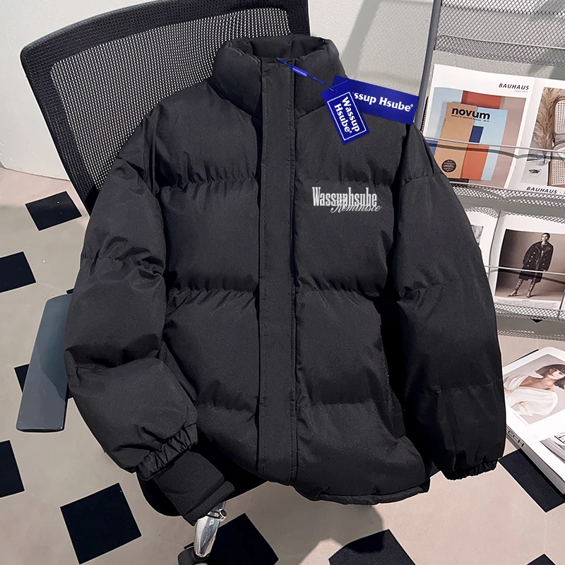 WASSUP HSUBE国潮牌立领面包服棉袄男士冬季加绒加厚保暖棉服上衣