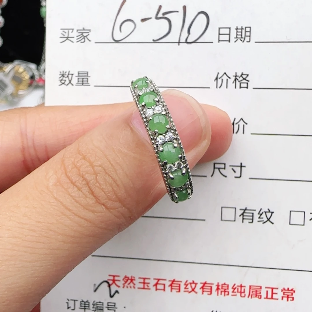 翡翠戒指银S925镶嵌戒指