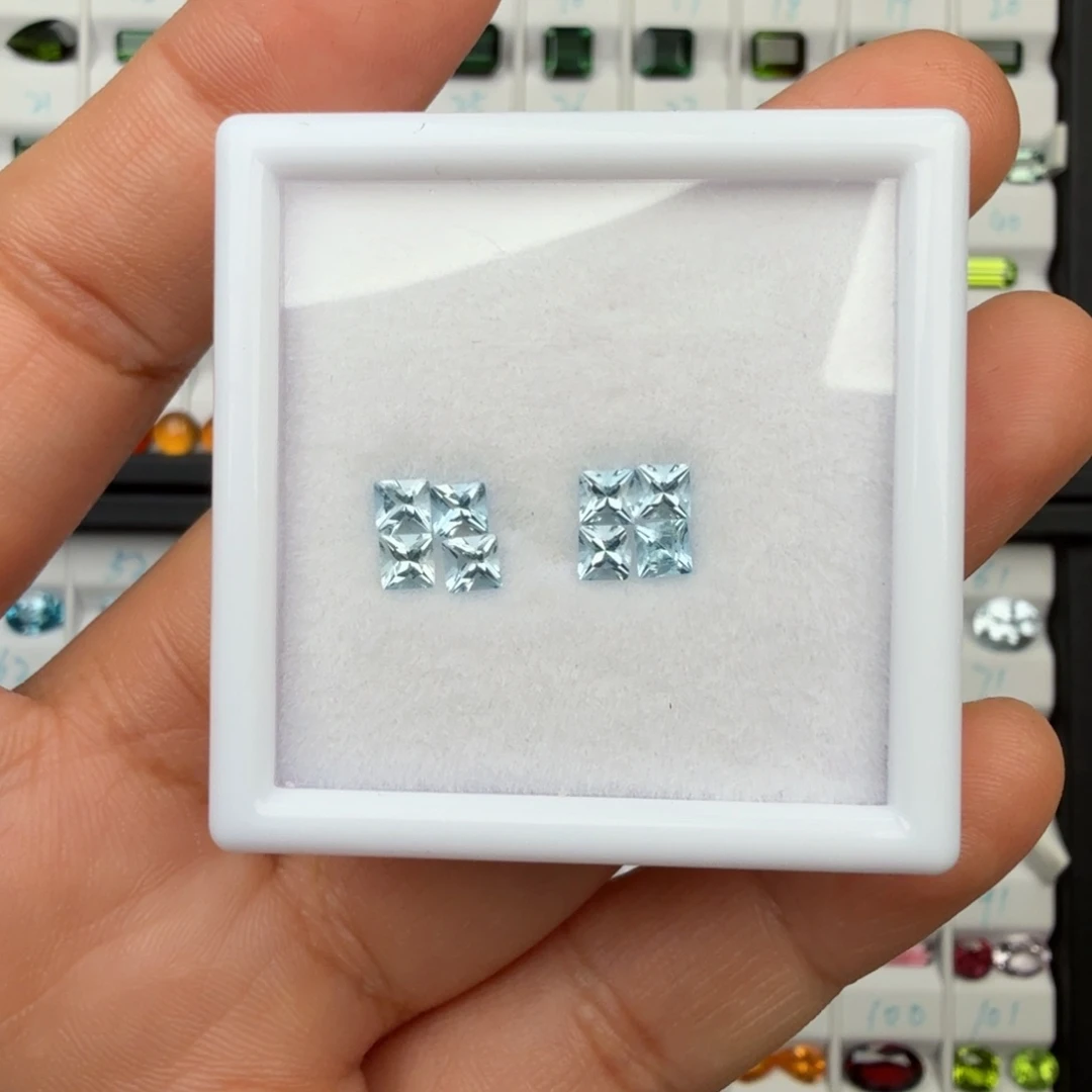 海蓝宝石裸石天然方3*3mm8颗