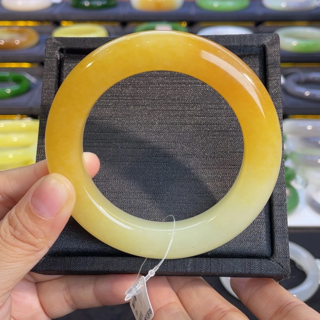 未镶嵌手镯和田玉-超甜！蜜黄糖渐变58