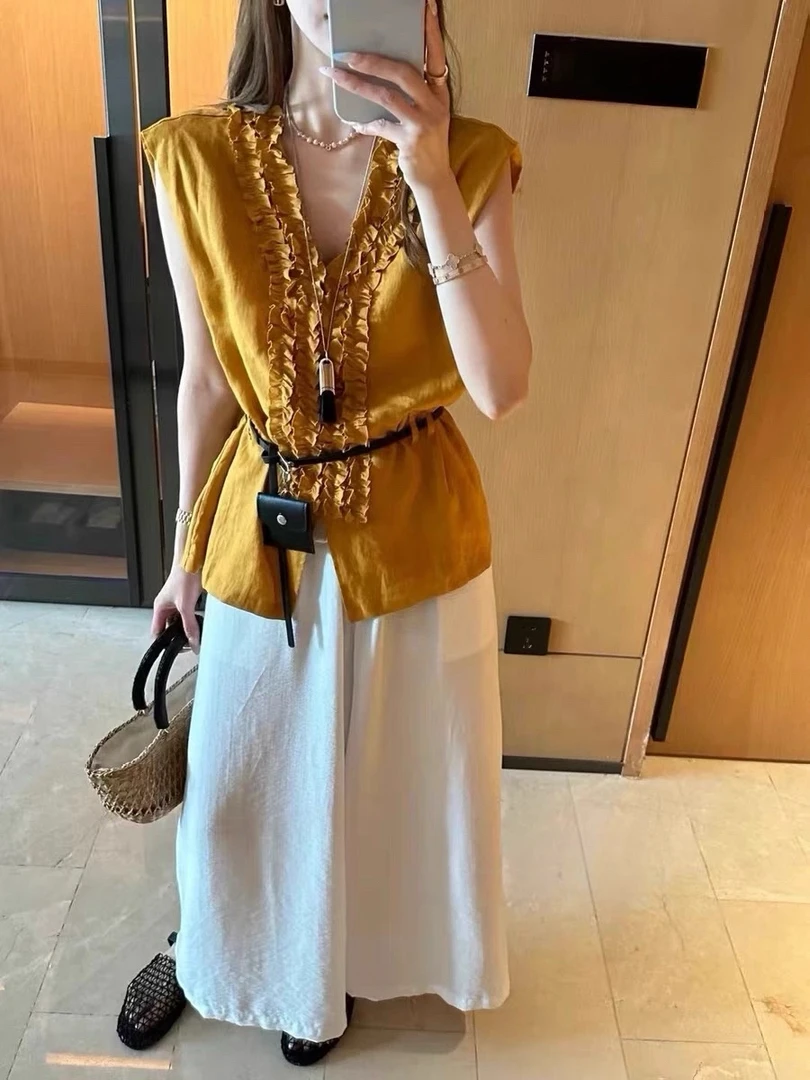 独特感木耳边百搭衬衫 2122