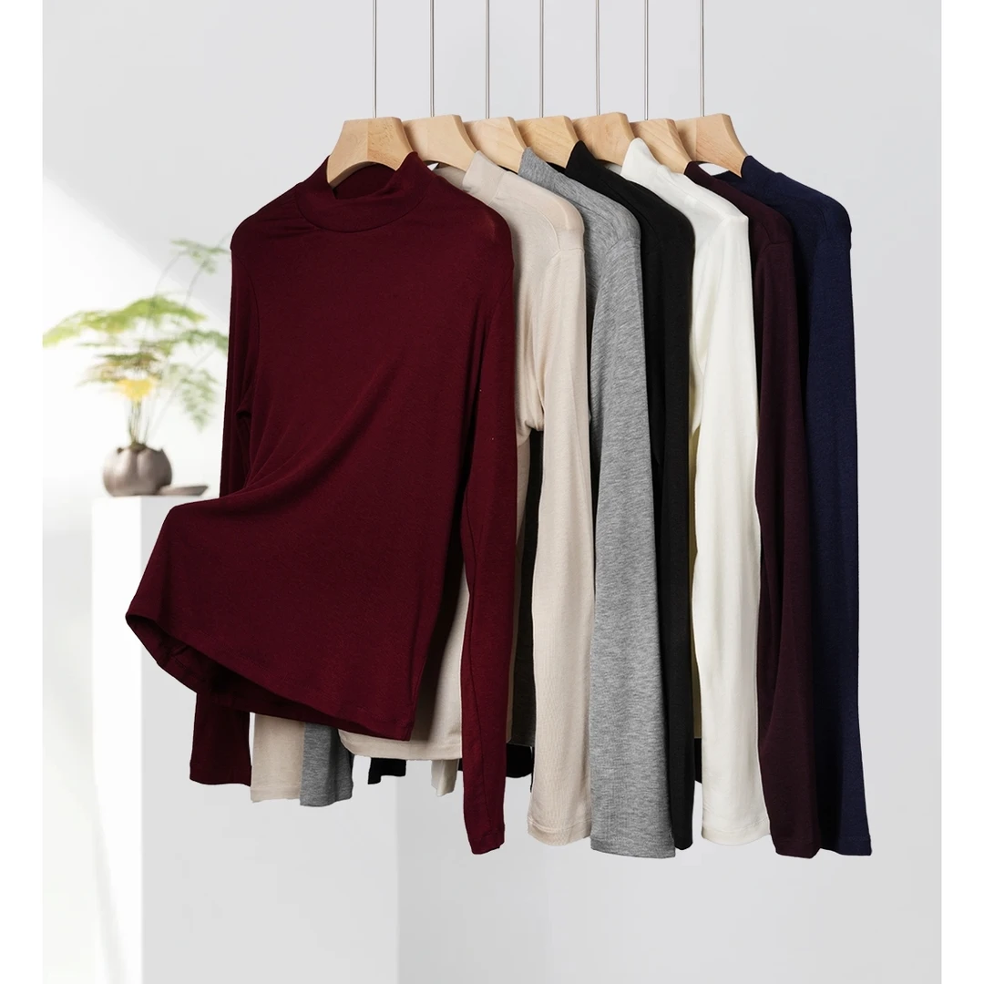 醋酸小立领圆领长袖打底衫SX326 SX327