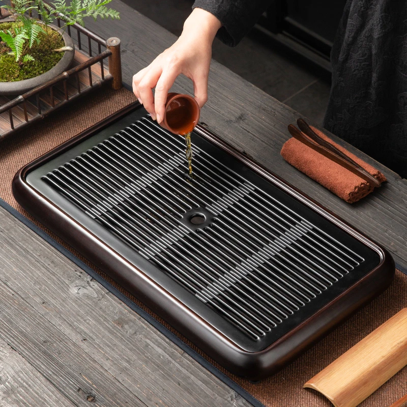 新款高档电木茶盘简约百搭家用功夫茶具蓄储水排水两用茶台茶盘