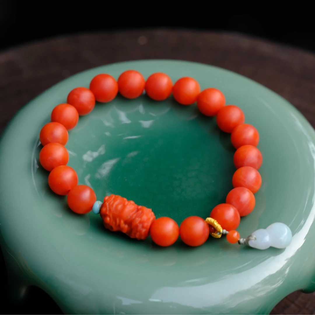 【沐姐珠宝】正宗保山南红8m+度母单圈提溜手串-/519