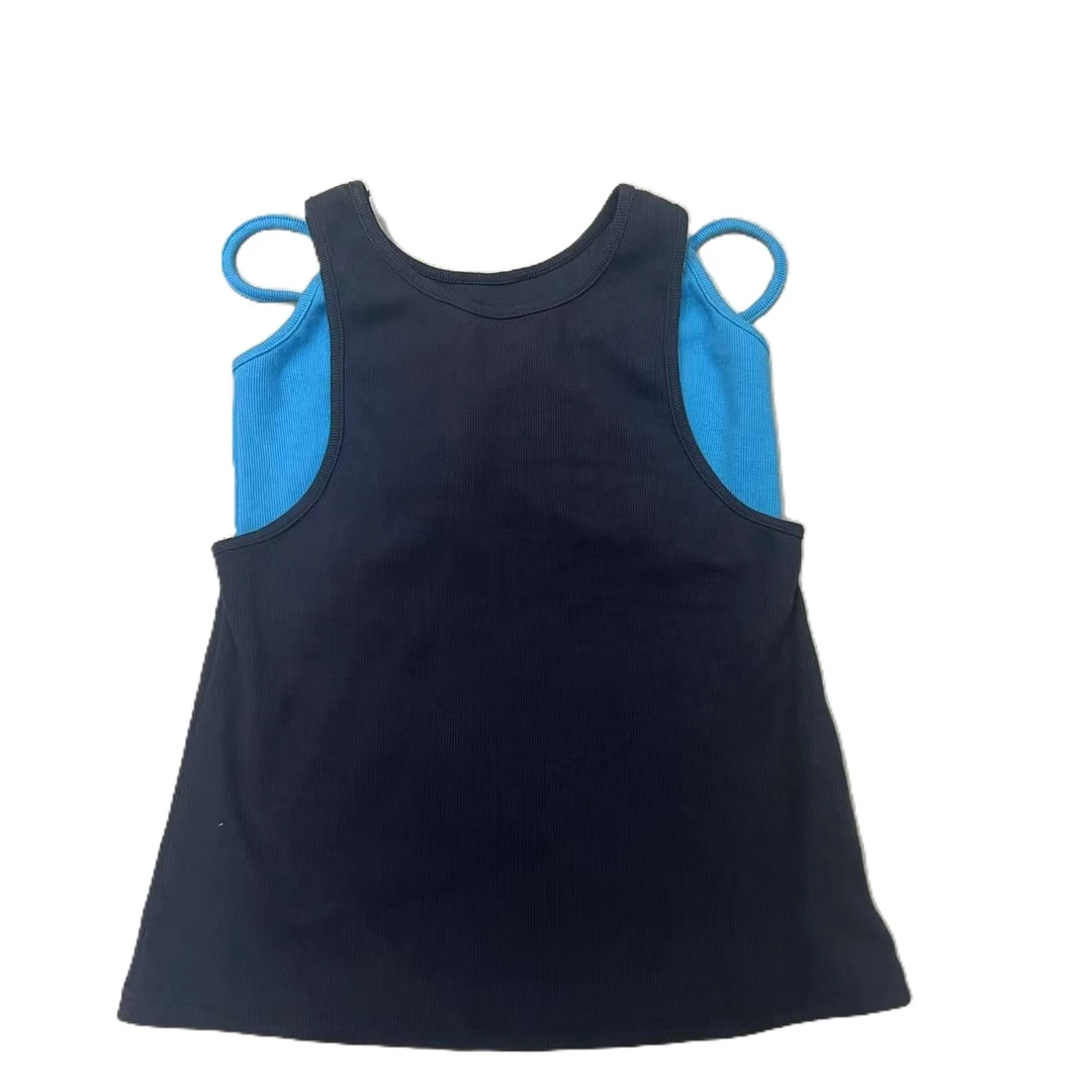 韩版新款假两件通勤修身型背心吊带夏季时尚