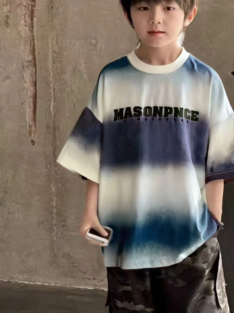 HLB2025男童春款韩系夏季潮流字母T恤5015