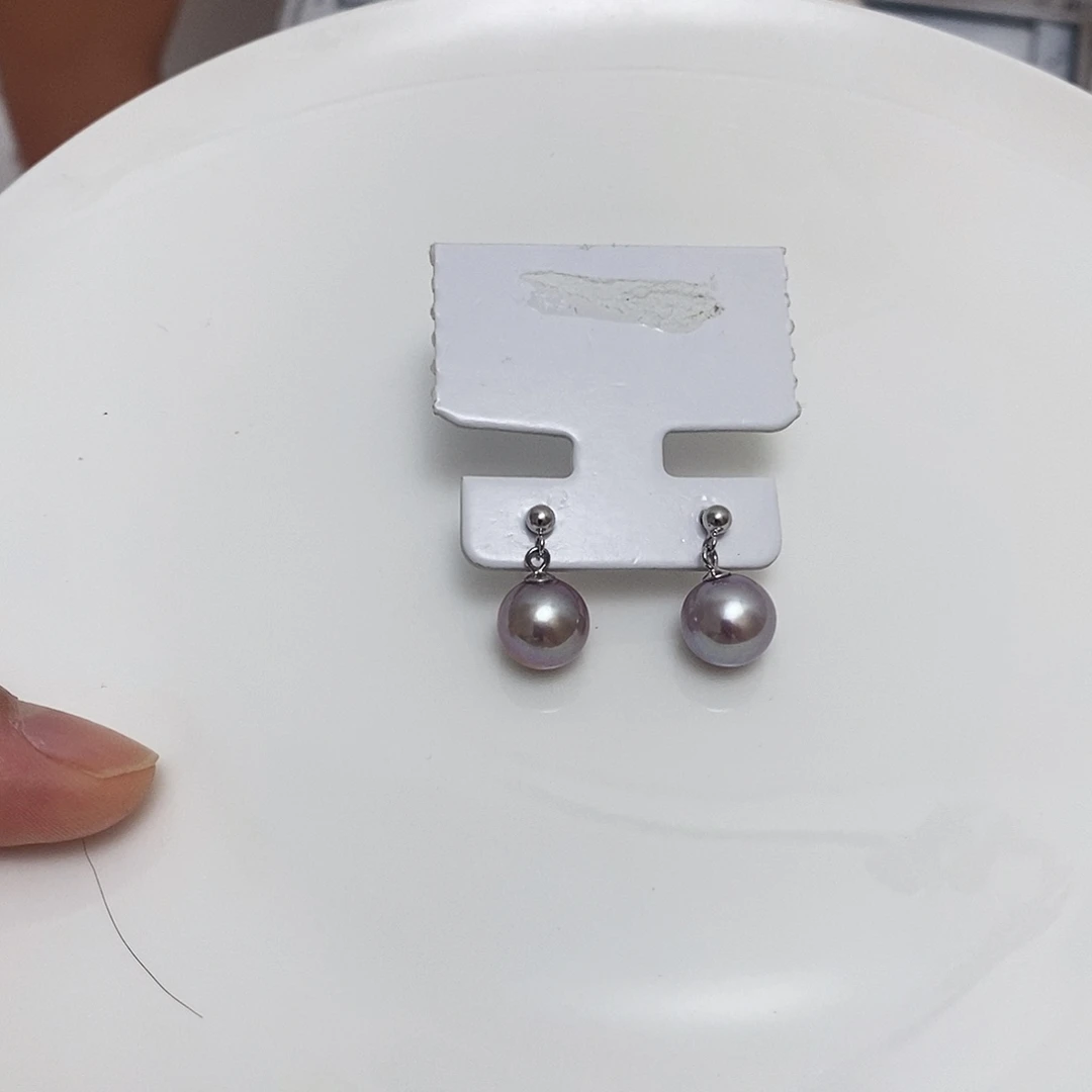 香芋紫耳钉9.7m银S925镶嵌淡水珍珠