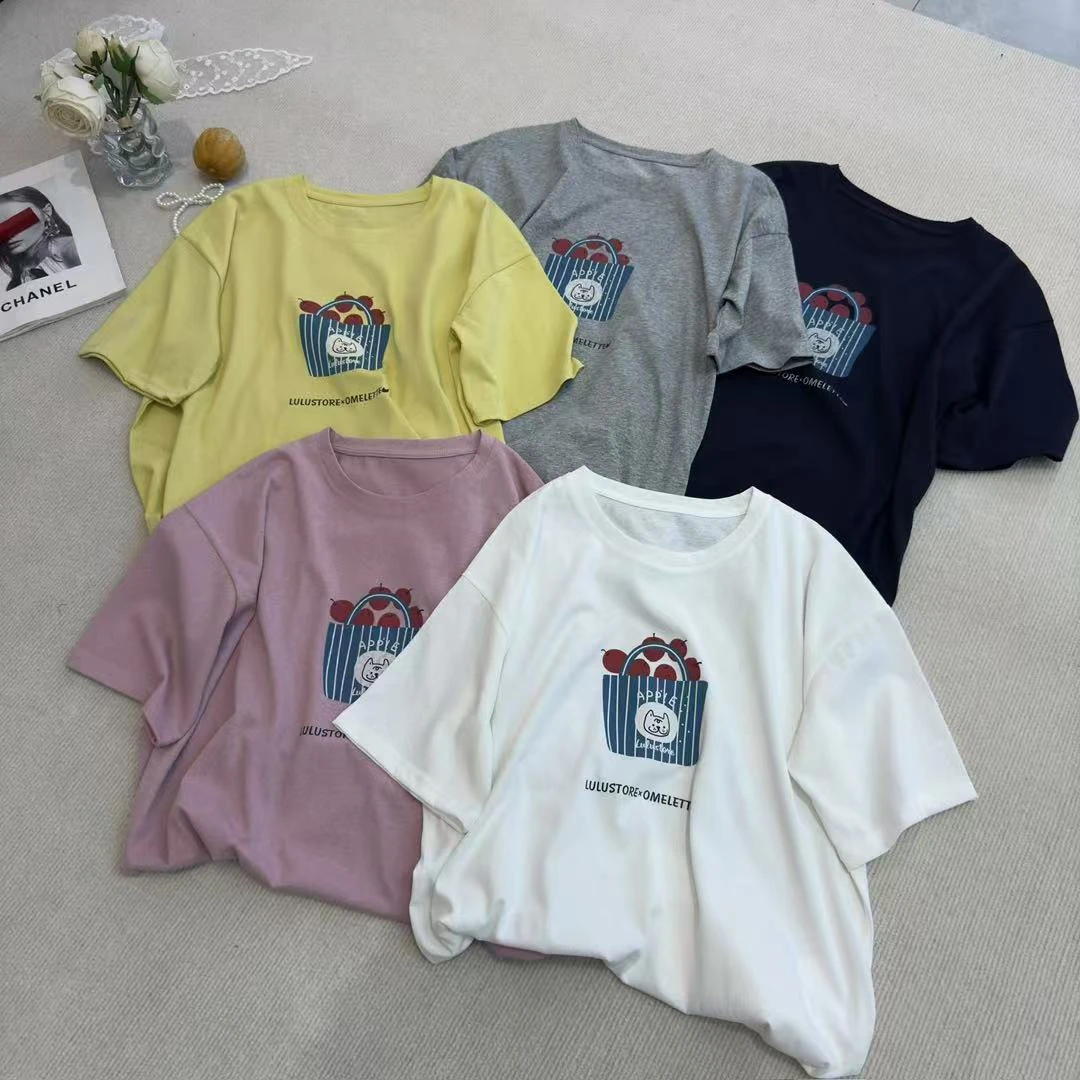 YYJ【12191水果篮】夏季冰感雪花棉透气无感印花百搭T恤短袖女士