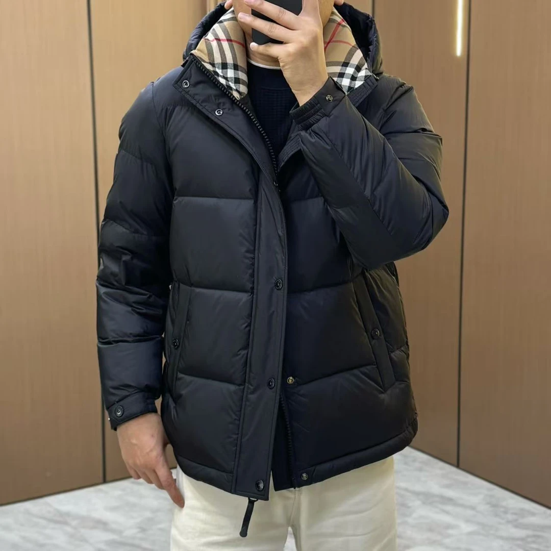 男士新款连帽羽绒服9699H1020黑色净版休闲时尚简约保暖