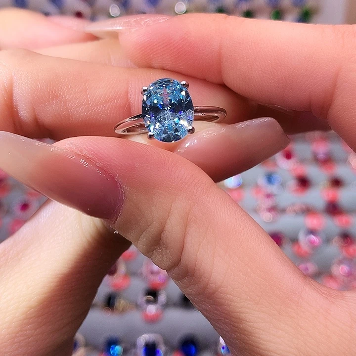海蓝宝石戒圈银S925镶嵌