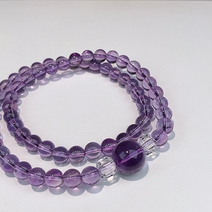 水晶手链未镶嵌巴西紫双圈卡6