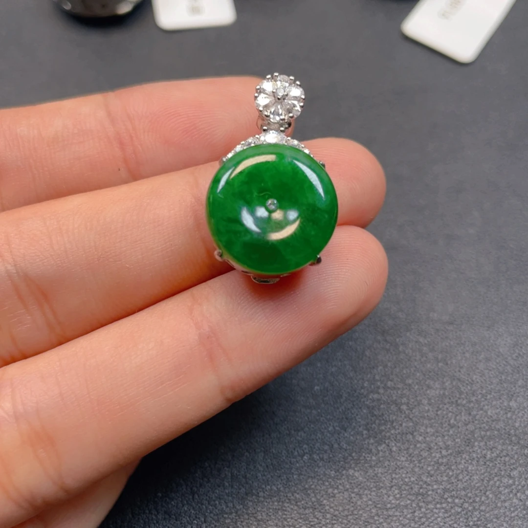 翡翠银S925镶嵌吊坠(不含链)