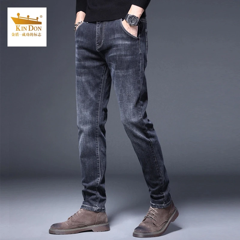金盾春秋季牛仔裤男士修身直筒弹力爆款2025新款商务休闲长裤子男