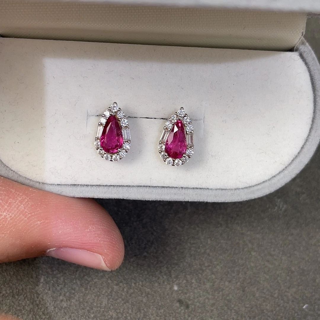 碧玺耳饰银S925镀金镶嵌碧玺耳钉