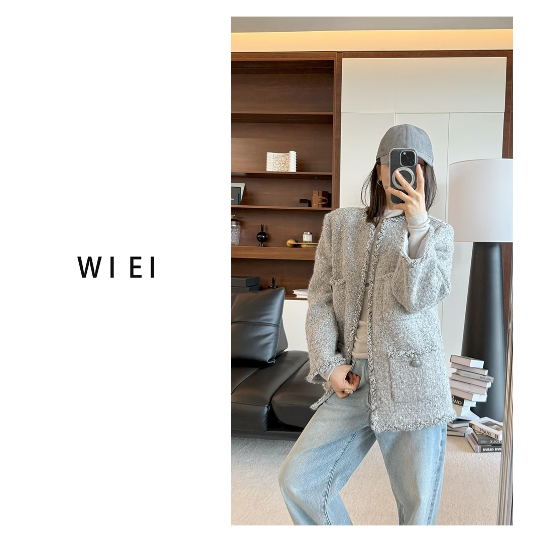 《WI EI》流星雨*意大利進口MO初剪羊毛桑蚕丝_小香风外套W25306084