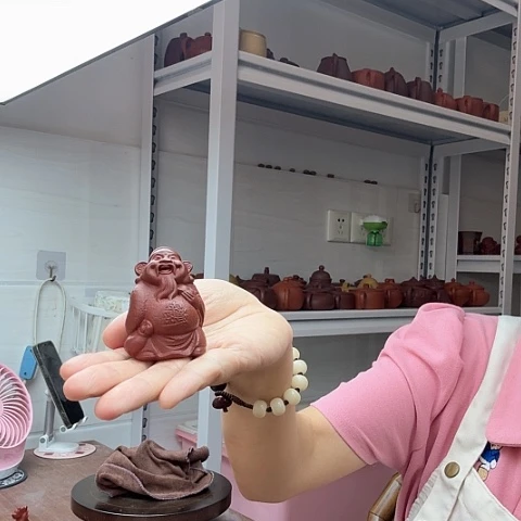 朱泥茶宠财神爷茶宠茶宠