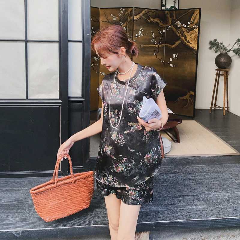 新中式国风印花套装裤女2025新款复古氛围感优雅气质高级感两件套