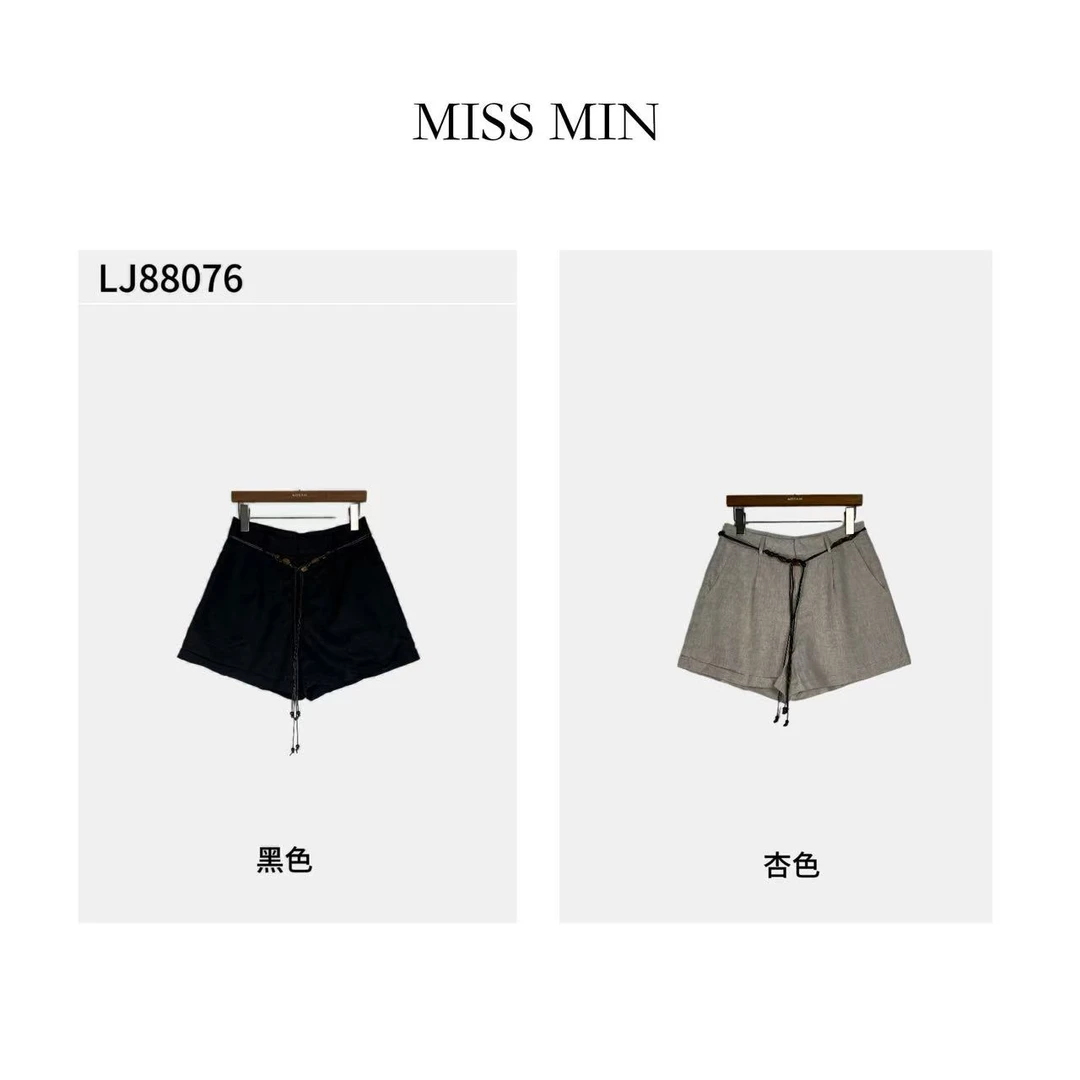 LJ88076 韩式亚麻休闲裤洋气衣服女高腰显瘦阔腿显瘦短裤MISS MIN