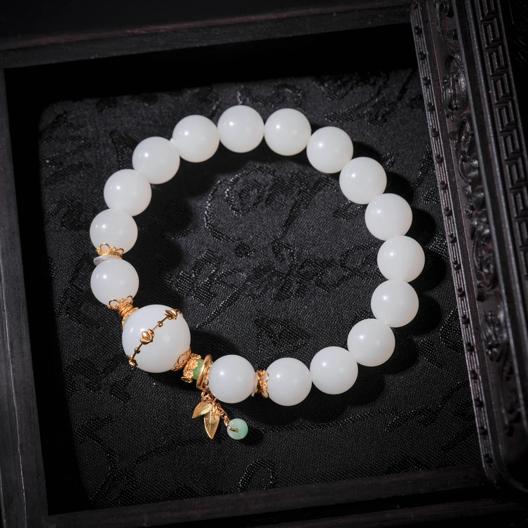 【诗蓉】云知意·高定和田玉新疆老料18K金手串AS1654珠径约10mm