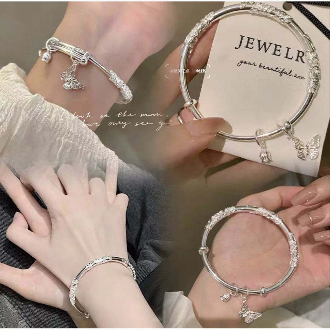 足银999.9双色许愿色【骰子对碰】经典时尚精美手镯（2YY)