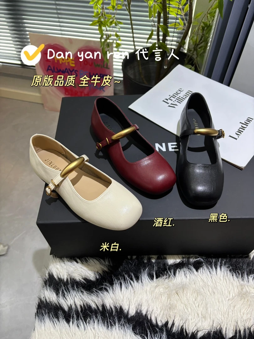 【代言人】2025新款复古圆头百搭金属扣一字带玛丽珍单鞋女 3cm