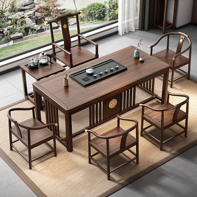直播间改价专属链接-乌金木实木茶桌椅组合新中式茶台客厅茶几桌
