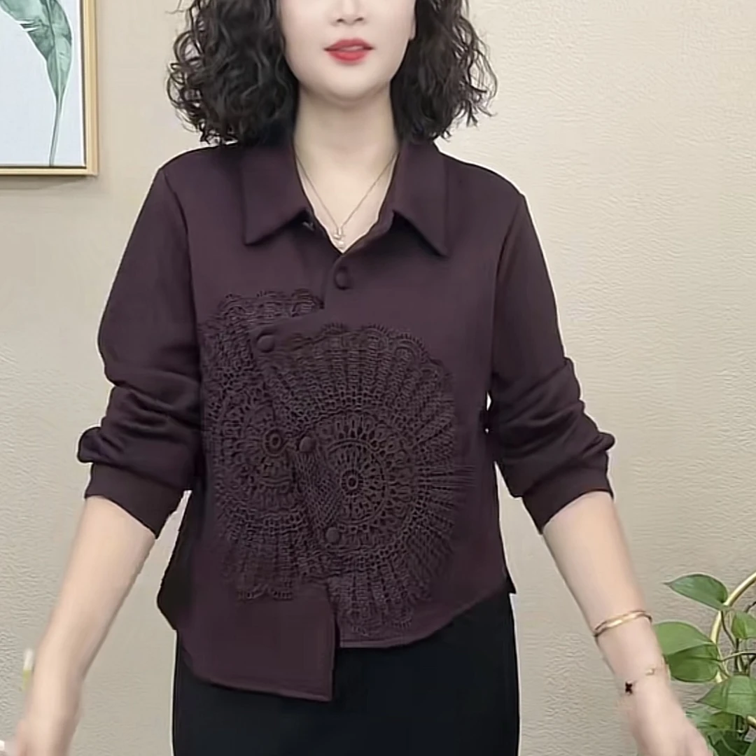 秋季时尚拼接打底衬衣长袖上衣洋气有气质女外穿长袖T恤减龄气质