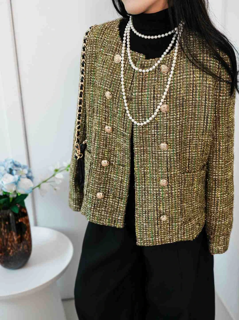 XI SHANG【绿野仙踪】90鹅绒轻奢短款气质时尚上衣小香外套2579