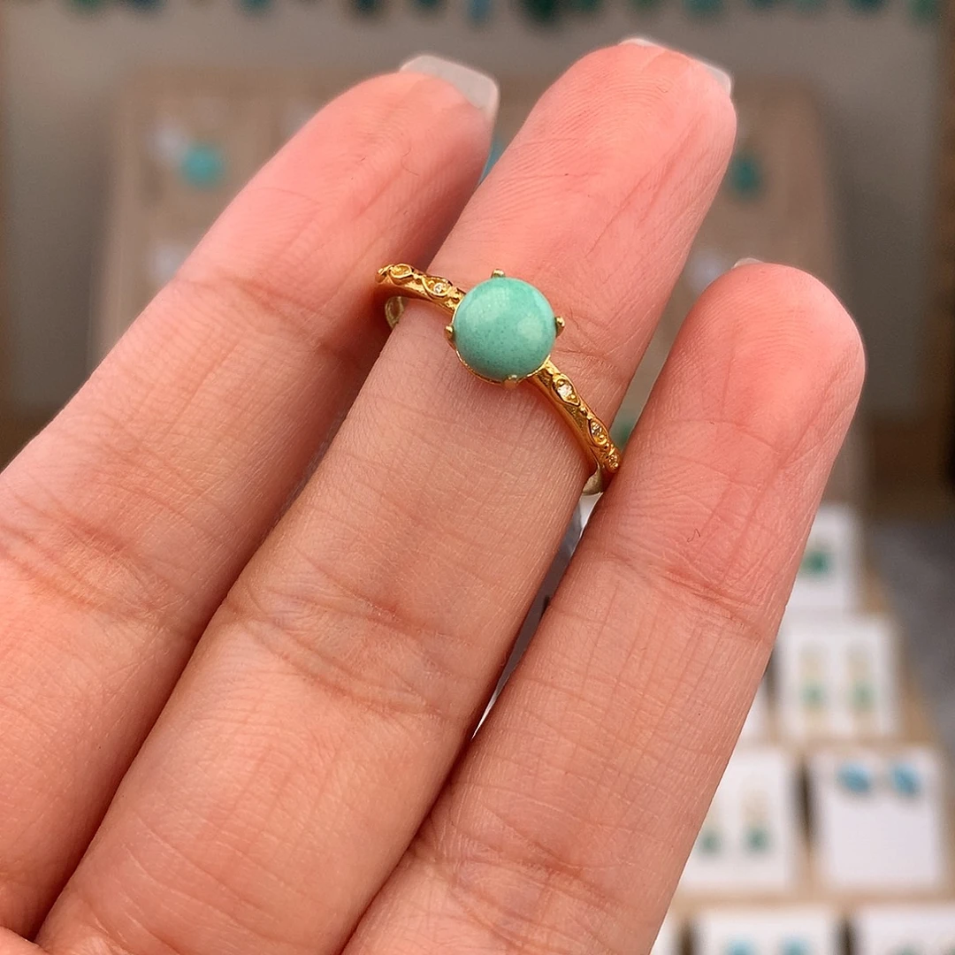 绿松石银S925镶嵌戒指