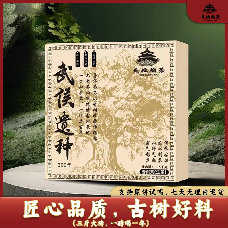 天坛福茶【武侯遗种】香浓干净生态细腻储存好茶古树普洱茶生茶砖茶