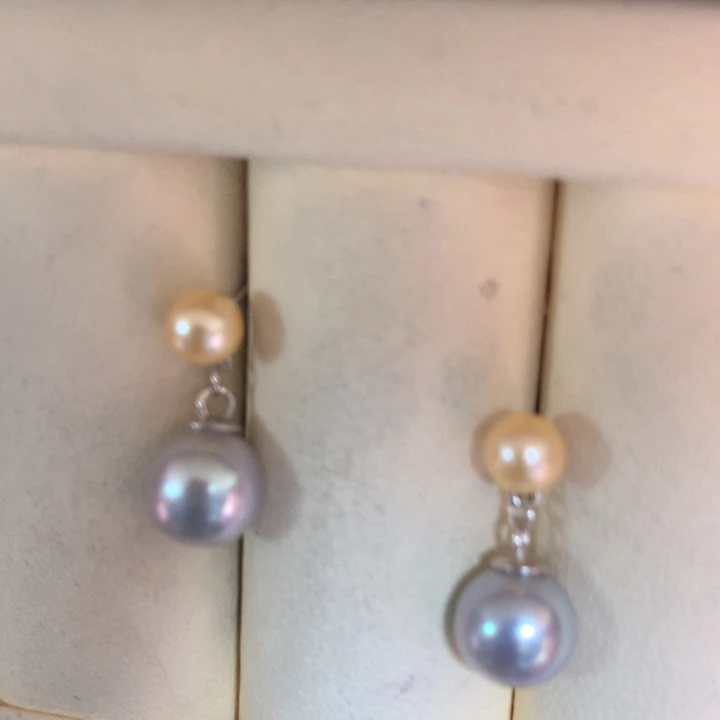 银S925镶嵌耳饰海水珍珠
