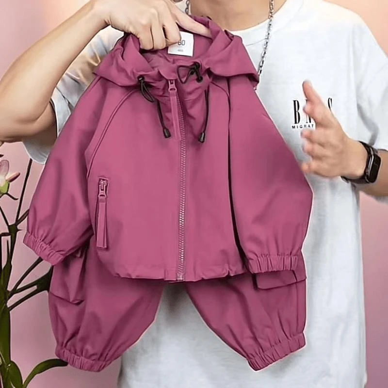 男女童春装连帽时尚洋气秋季冲锋衣春秋衣服帅气小童长袖上衣