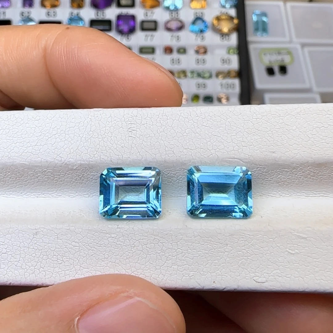 托帕石裸石天空蓝 8*10mm 两颗