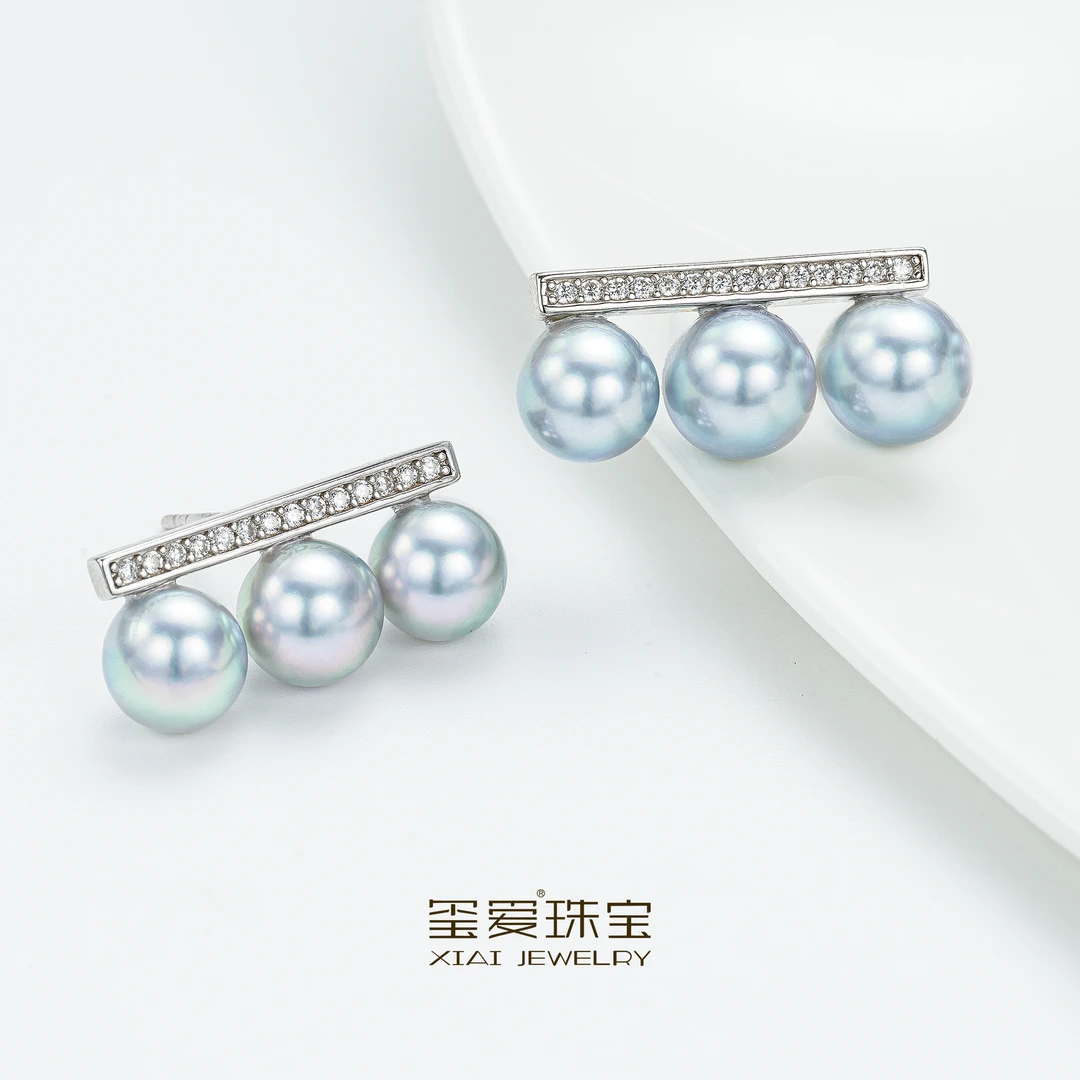 【玺爱门门】MM-36089 海水珍珠真多麻平衡木耳钉 银925 5-6mm