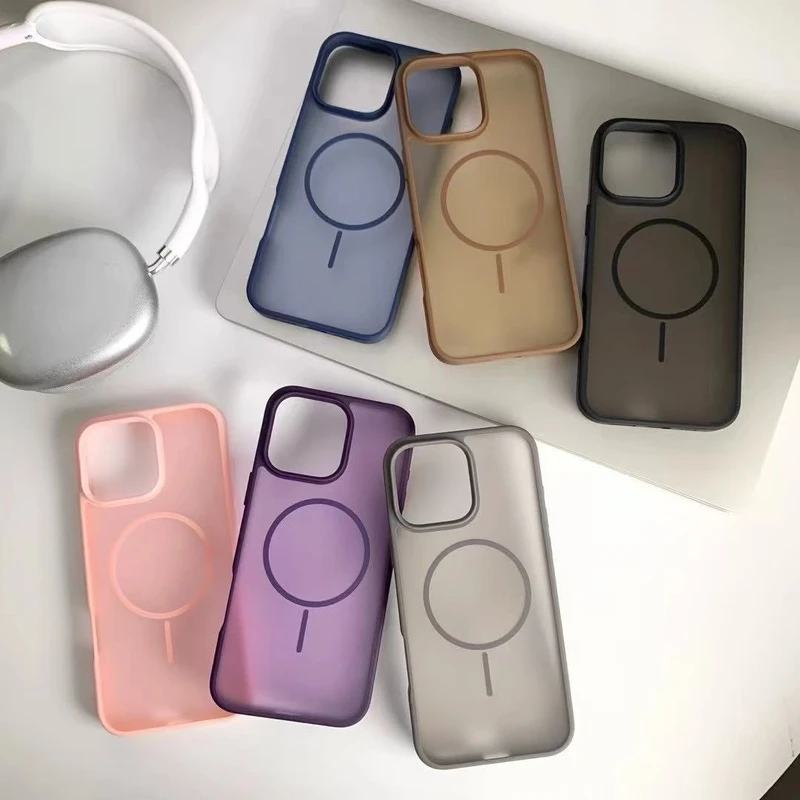 磨砂肤感细磁吸适用苹果16promax手机壳iPhone15pro高级壳
