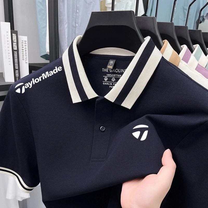 Taylormade泰勒梅高尔夫男装翻领短袖T恤夏季运动休闲纯棉POLO衫